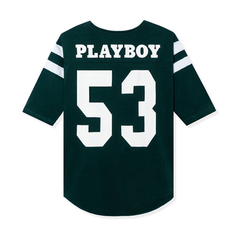 Playboy 53 Jersey Men's Shirts Black / White | 467309FVK