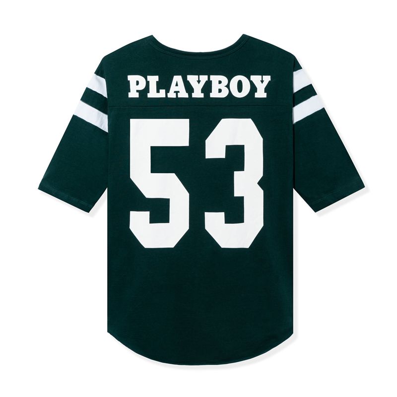 Playboy 53 Jersey Men\'s Shirts Black / White | 467309FVK