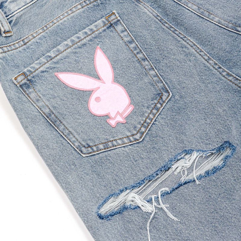 Playboy 90s Ripped Boyfriend Women's Jeans Blue | 062391MFS