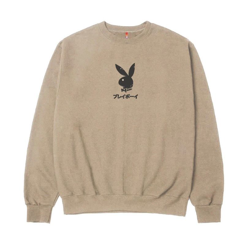 Playboy Ace Of Spades Crewneck Sweat Men's Hoodie Brown | 362149BPY