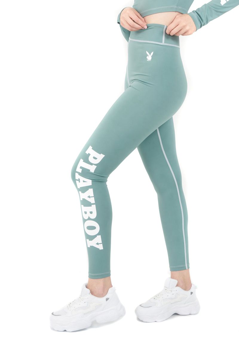 Playboy Active Branded Legging Women's Pants Green | 342578AND