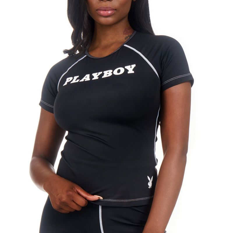 Playboy Active Contrast Stitch Tee Women's T Shirts Orange | 752863BWV