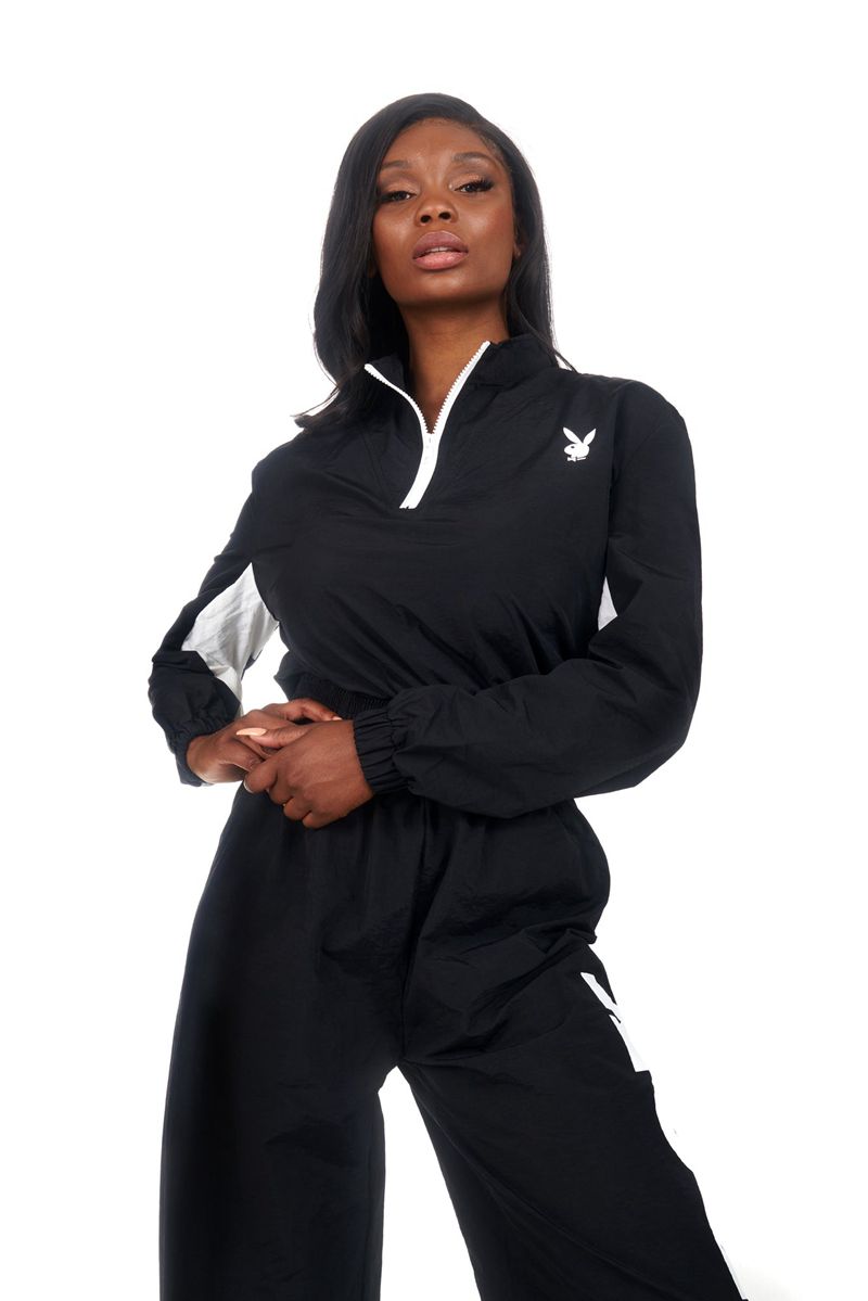 Playboy Active Half Zip Women's Jackets Black | 875634RSY