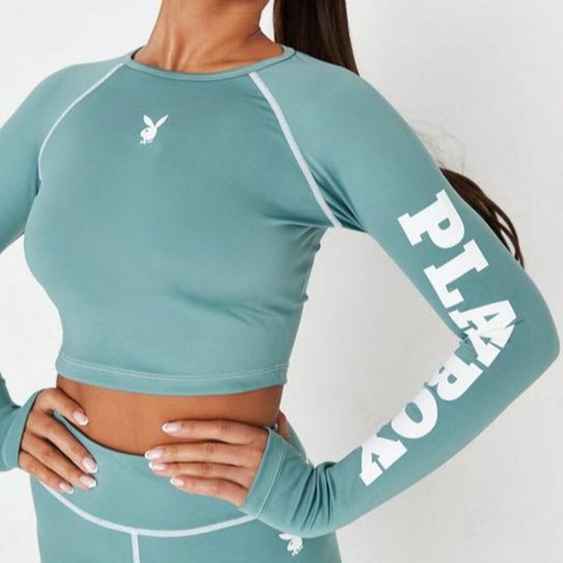 Playboy Active Long Sleeve Women's Tank Green | 914635ANV