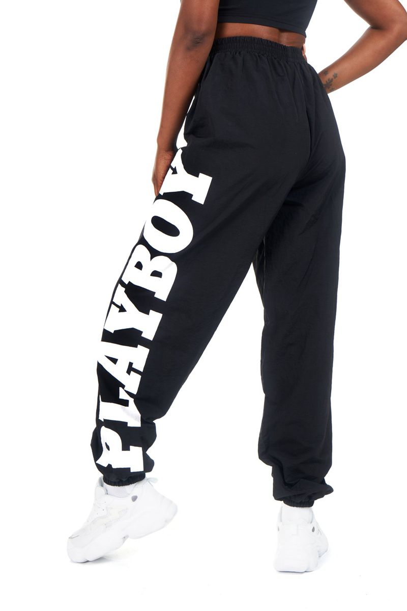 Playboy Active Nylon Joggers Women's Pants Black | 831567BAO