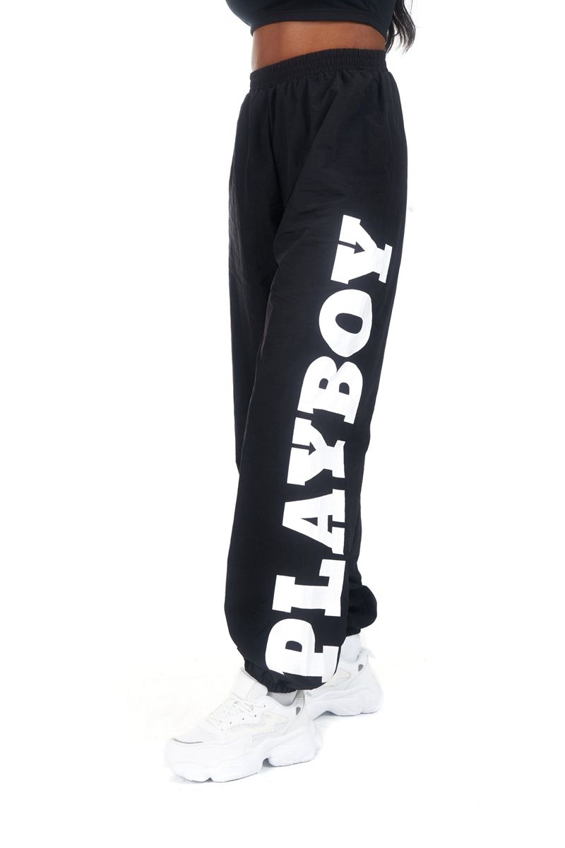 Playboy Active Nylon Joggers Women\'s Pants Black | 831567BAO