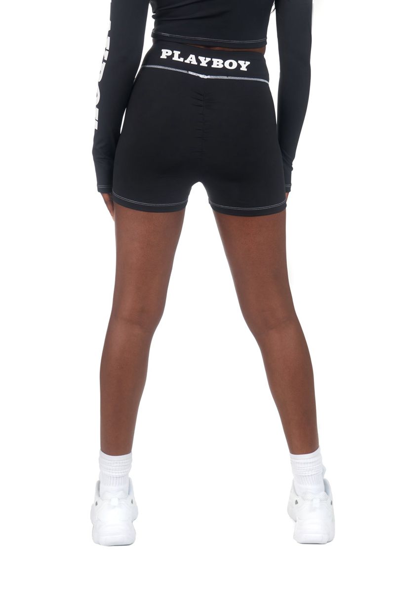 Playboy Active Rucheds Women's Shorts Black | 214576SEV