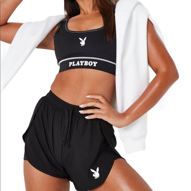 Playboy Active Runners Women's Shorts Black | 623790PMI