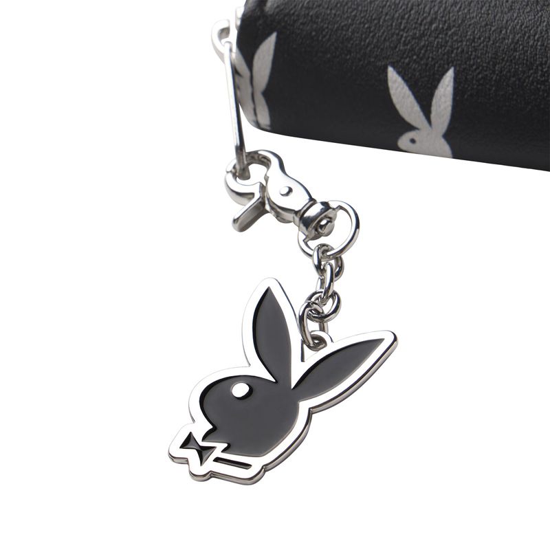 Playboy All Over Bunny Charm Wallet Women's Handbag Black / White | 541326HUO