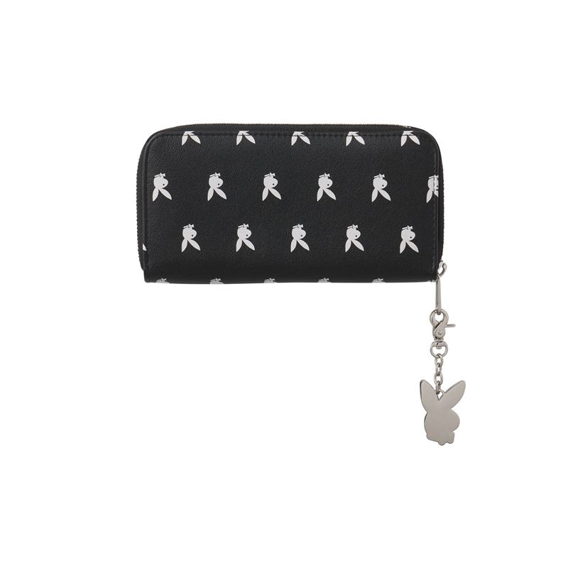 Playboy All Over Bunny Charm Wallet Women's Handbag Black / White | 541326HUO