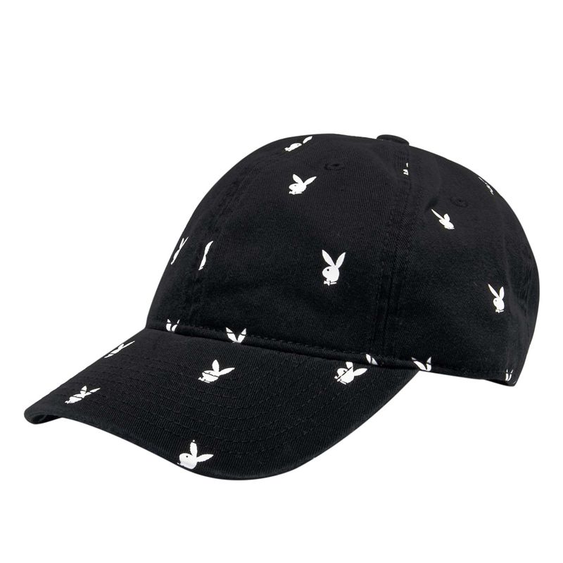 Playboy All-Over Rabbit Head Men\'s Hats Black White | 167298DQK