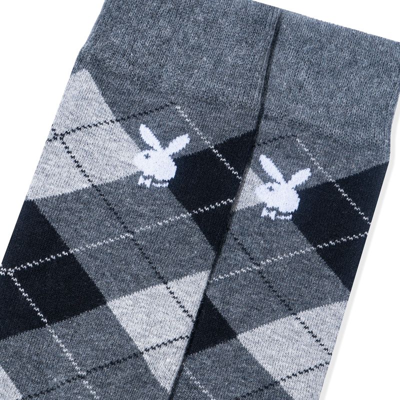 Playboy Argyle Rabbit Head Men's Socks Grey | 983405FXL