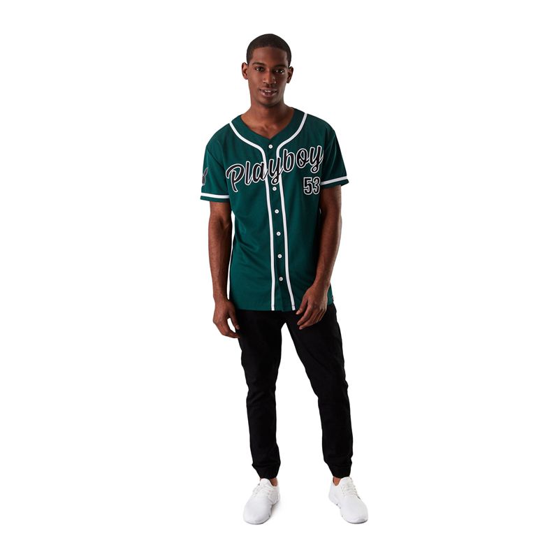 Playboy Baseball Jersey Men's Shirts Green | 320954BTQ