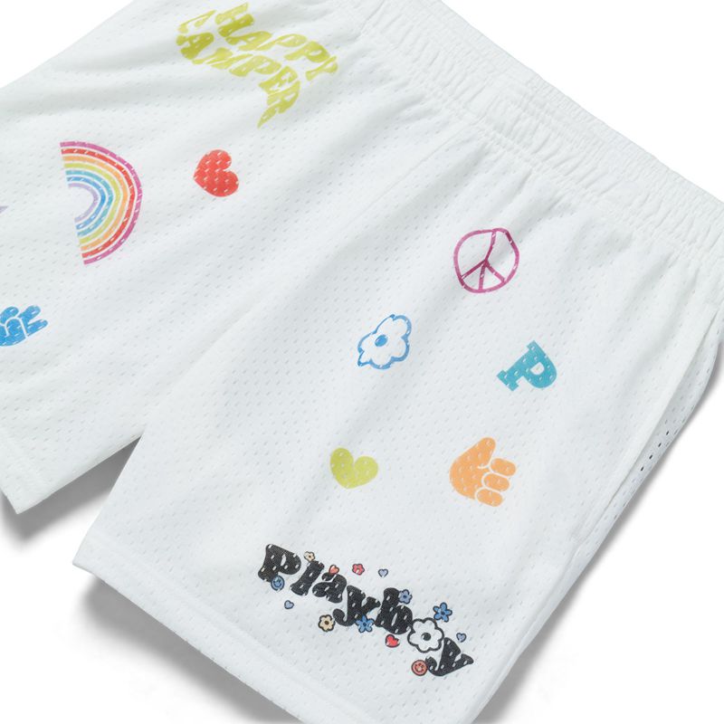 Playboy Basketballs Women's Shorts White | 614537BEC