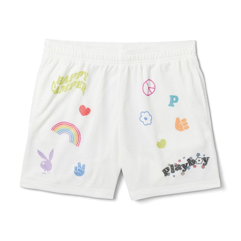 Playboy Basketballs Women\'s Shorts White | 614537BEC