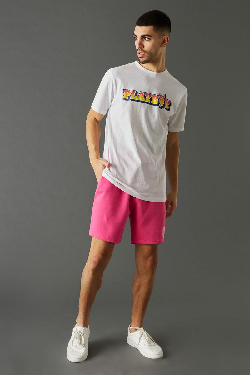 Playboy Beach Club Graphic Men's Shorts Pink | 728091XAG