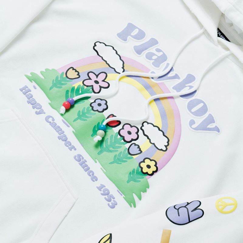 Playboy Beaded Rainbow Women's Hoodie White | 417830MEX