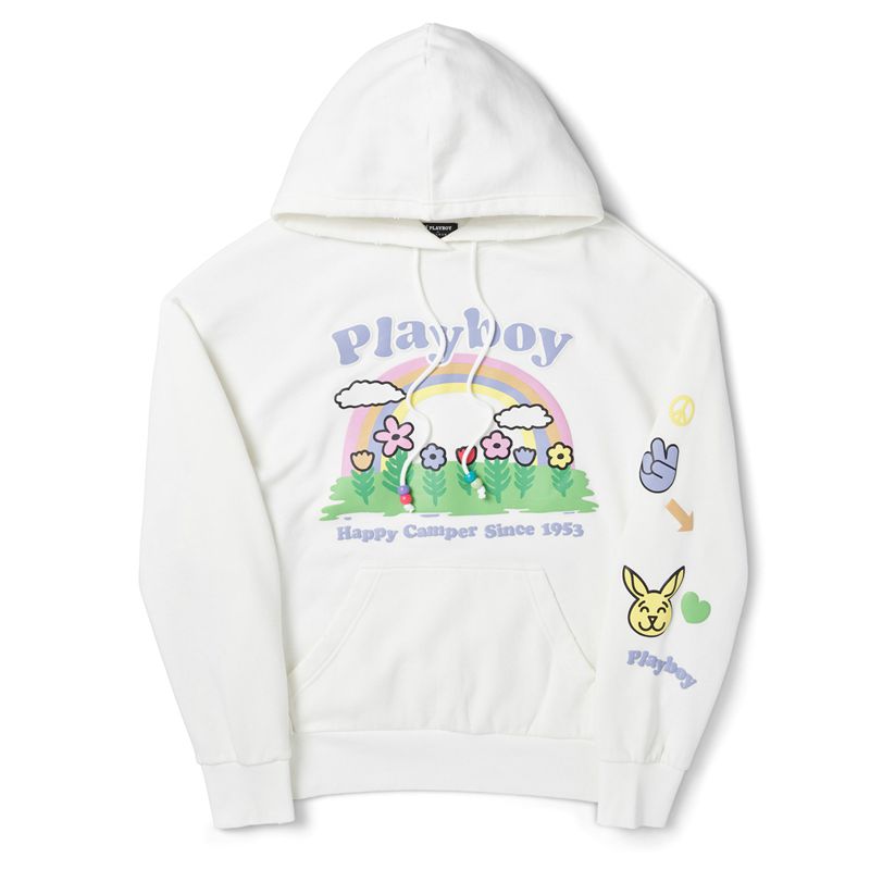 Playboy Beaded Rainbow Women\'s Hoodie White | 417830MEX