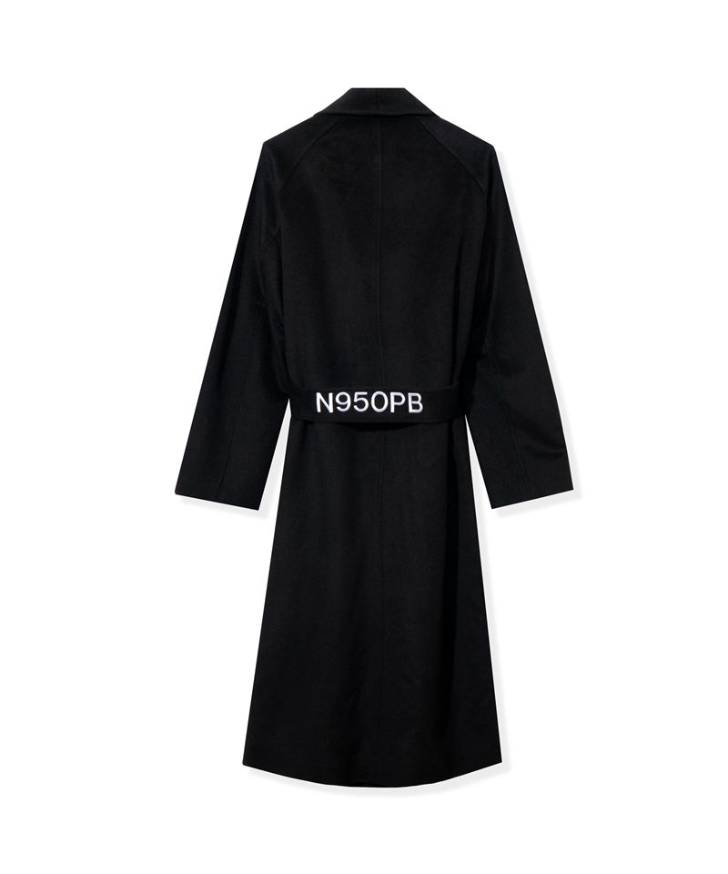 Playboy Belted Long Wool Robe Coat Women's Jackets Black | 157608KFP