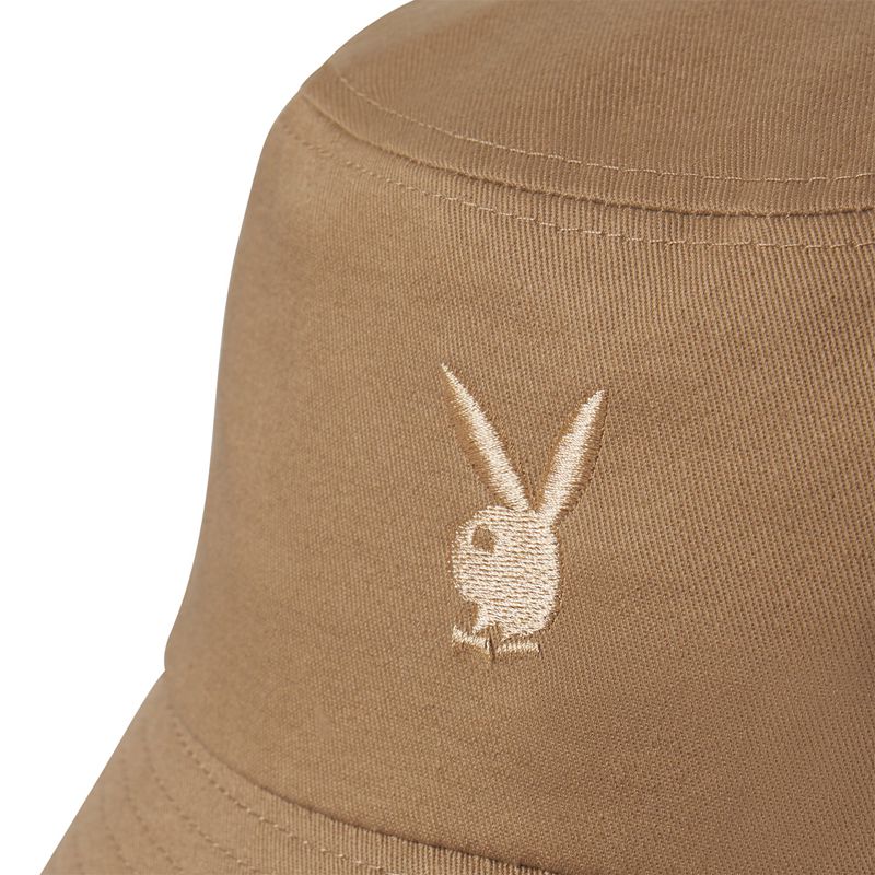 Playboy Brown Embroidered Bucket Men's Hats Brown | 236790FMX