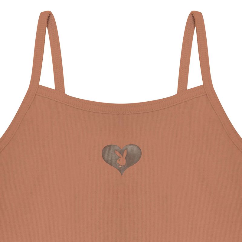 Playboy Bunny Heart Binded Women's Tank Brown | 273950GPA