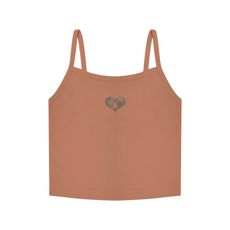 Playboy Bunny Heart Binded Women\'s Tank Brown | 273950GPA