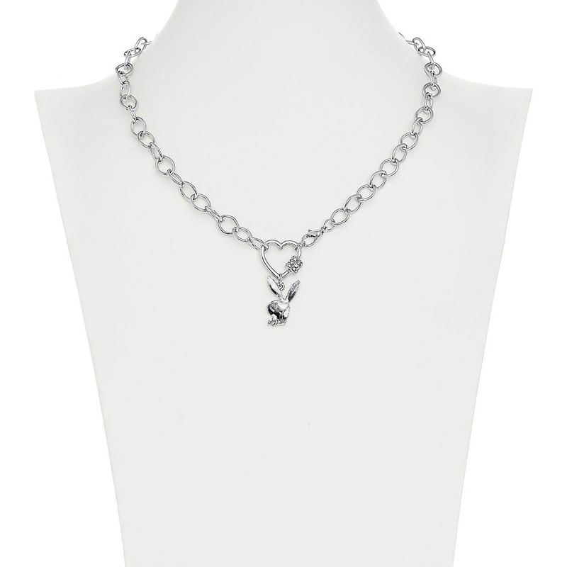 Playboy Bunny Heart Chain Necklace Women's Jewelry Silver | 985170GYF