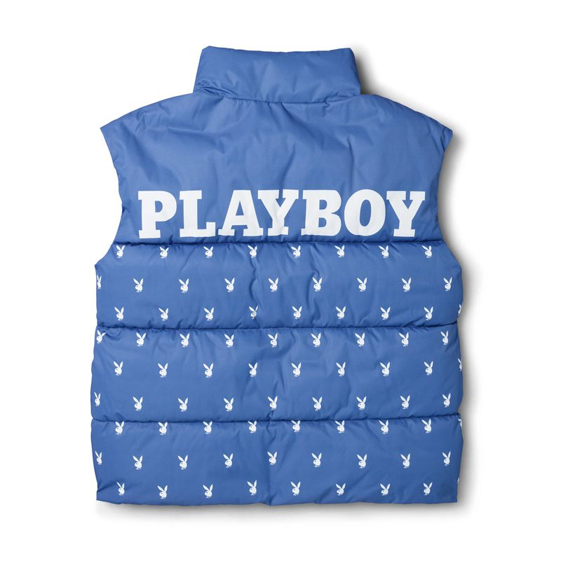 Playboy Bunny Puffer Vest Women's Jackets Blue | 135972CWL