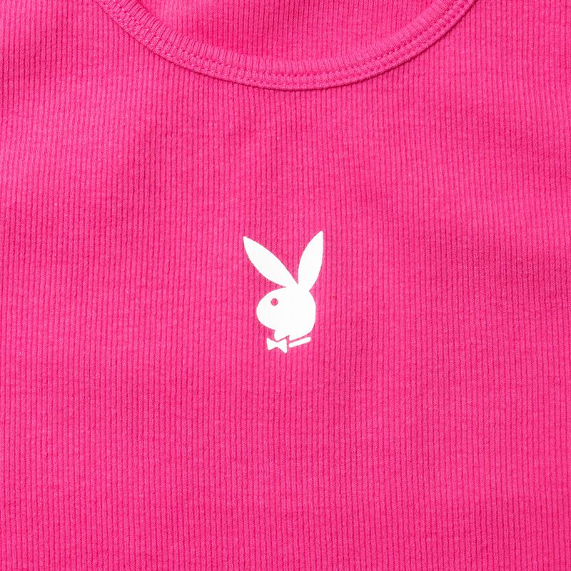 Playboy Bunny Ribbed Women's Tank Purple | 910352KAU