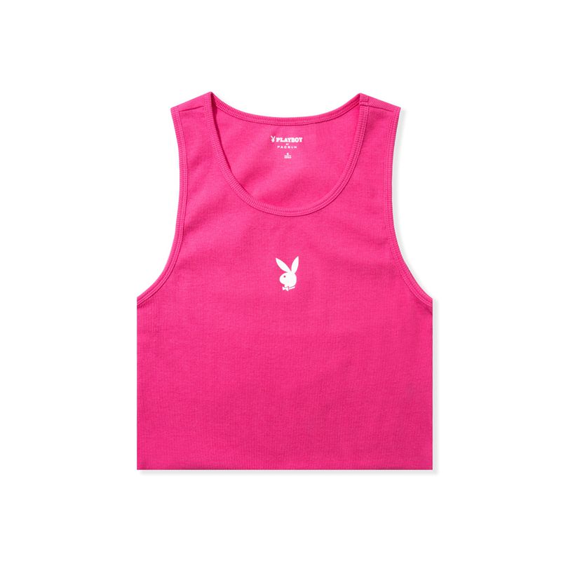 Playboy Bunny Ribbed Women\'s Tank Purple | 910352KAU