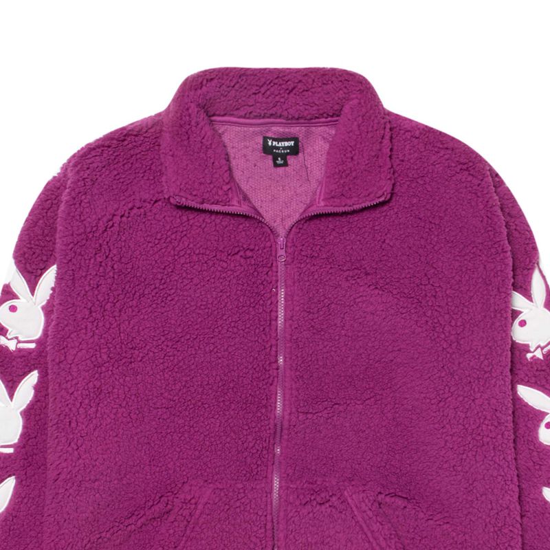 Playboy Bunny Sleeve Sherpa Women's Jackets Deep Purple | 139748IKV