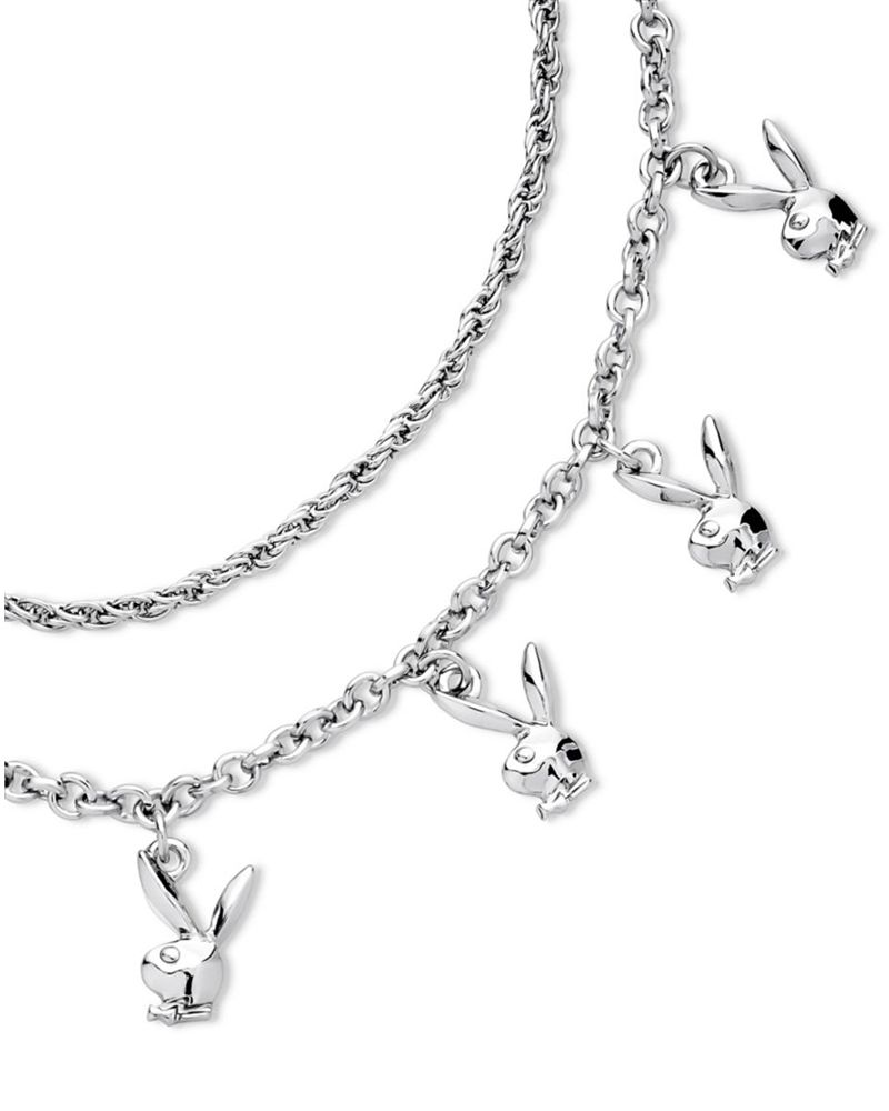 Playboy Bunny Stacked Chain Bunny Necklace Women's Jewelry Silver | 625314ELK