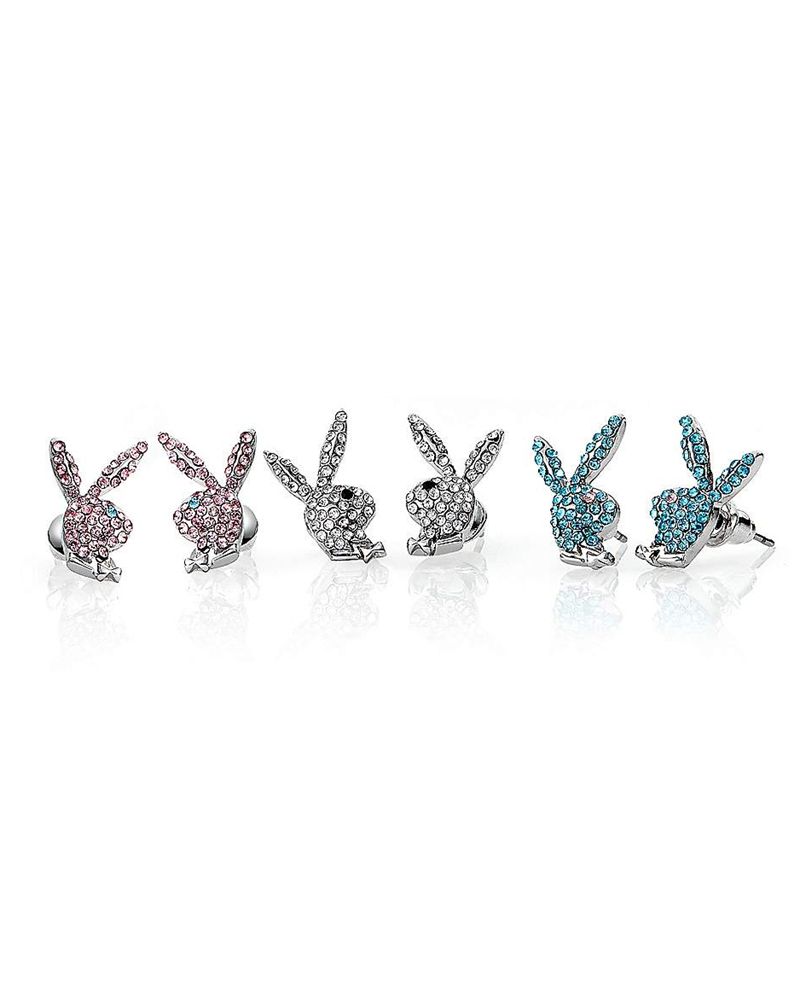 Playboy Bunny Stud Earrings Women's Jewelry Silver | 471392XCT