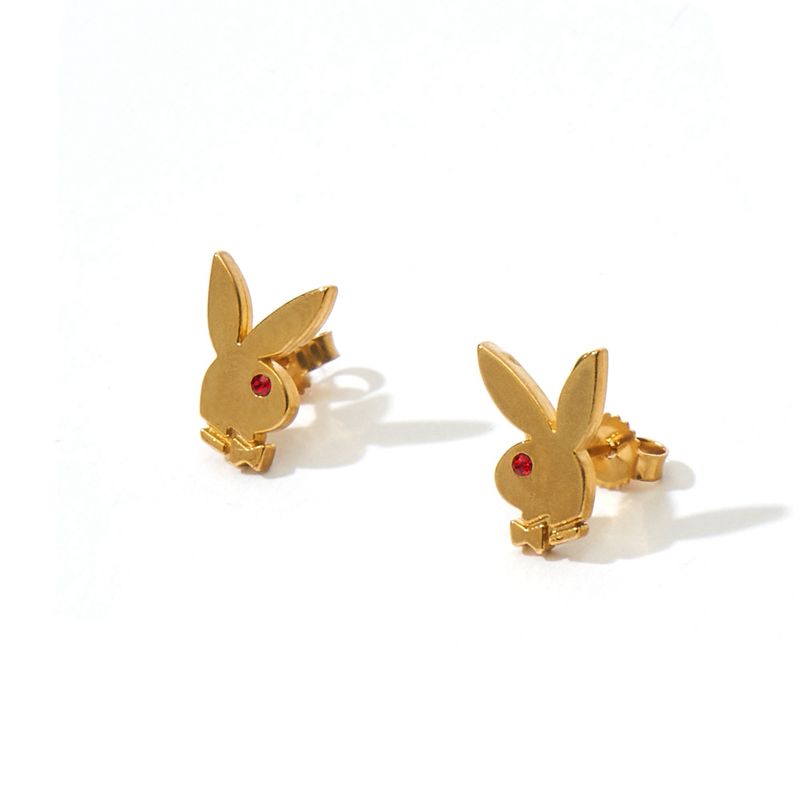 Playboy Bunny Stud Earrings Women's Jewelry Gold | 963712IWK