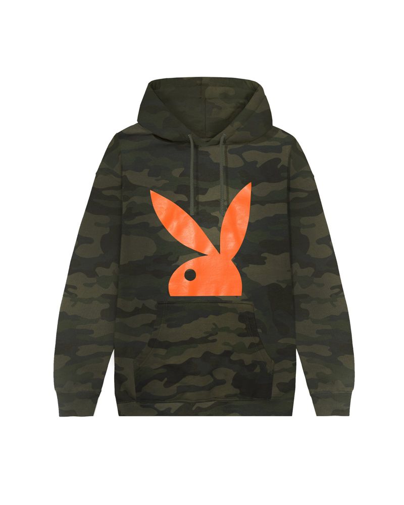 Playboy Camo Rabbit Head Men's Hoodie Black | 683015INF