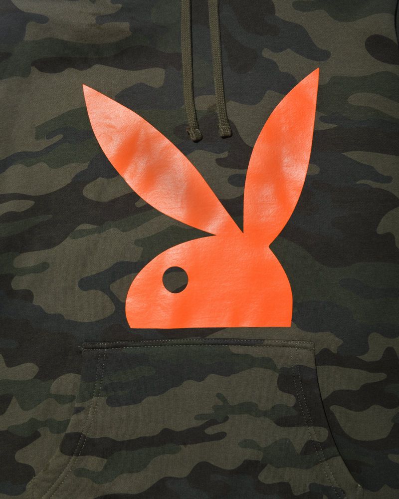 Playboy Camo Rabbit Head Men's Hoodie Black | 683015INF