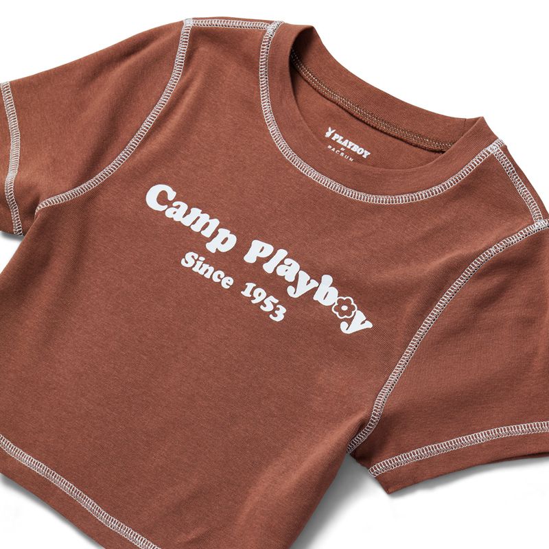 Playboy Camp Classic Baby Tee Women's Tank Brown | 094528WNA