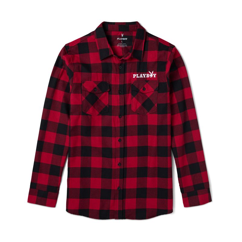 Playboy Camp Flannel Men's Shirts Red / Black | 914257OQA