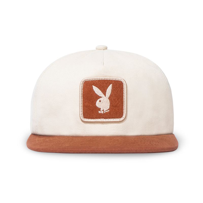 Playboy Camp Men\'s Hats White / Brown | 342580YFE