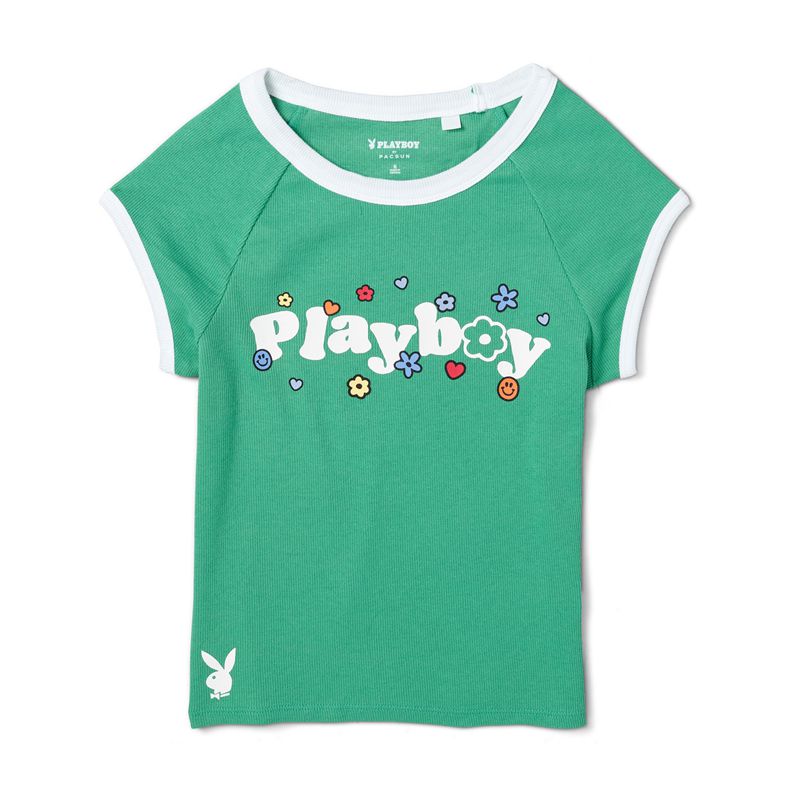 Playboy Camp Slim Raglan Women\'s T Shirts Green | 108935RES