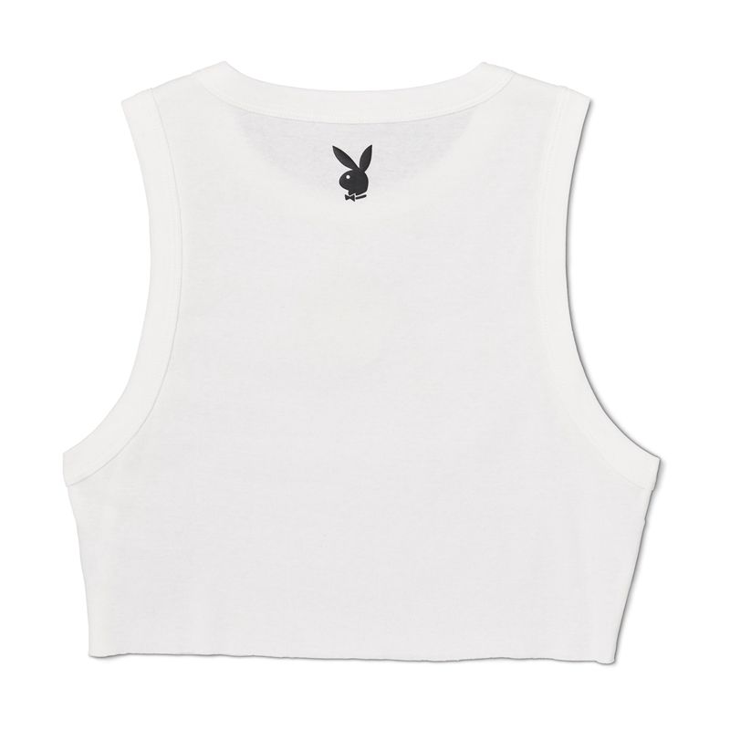 Playboy Camper Cutoff Women's Tank White | 408623JWA