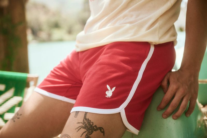 Playboy Campout Men's Shorts Red | 419280NVE