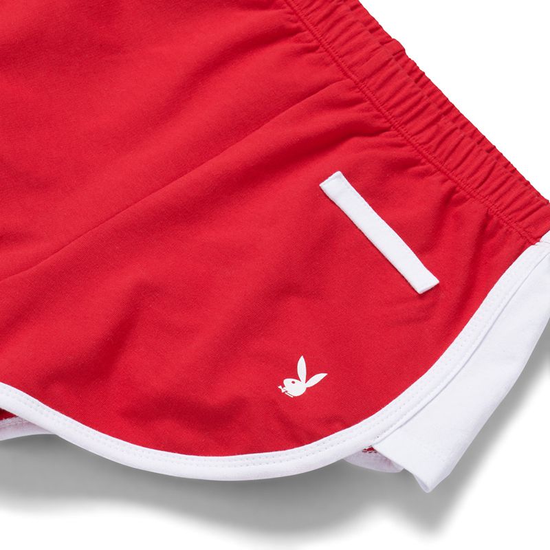 Playboy Campouts Women's Shorts Red / White | 063912EWD