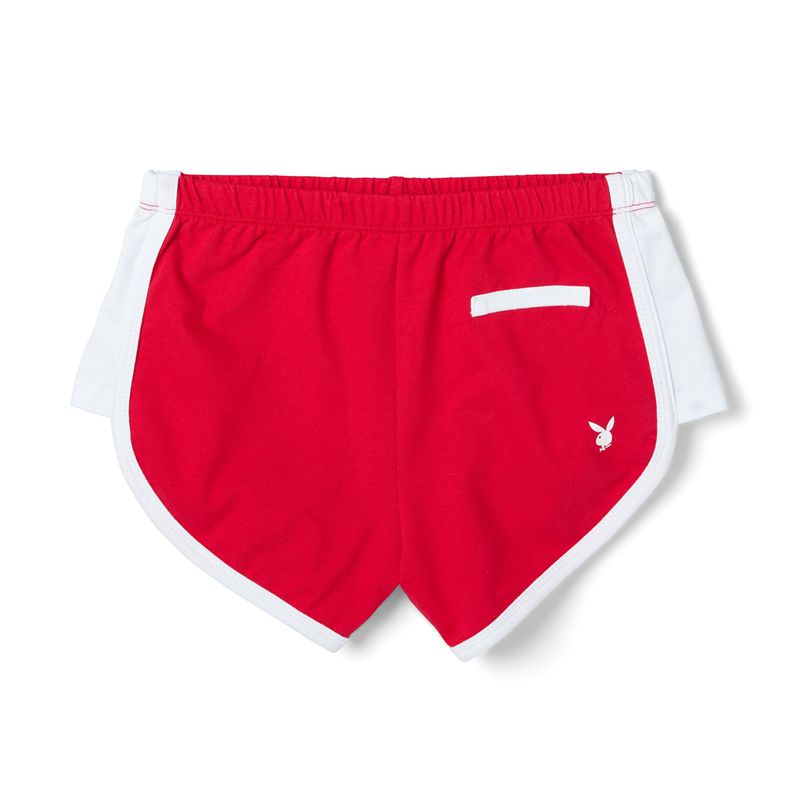 Playboy Campouts Women\'s Shorts Red / White | 063912EWD