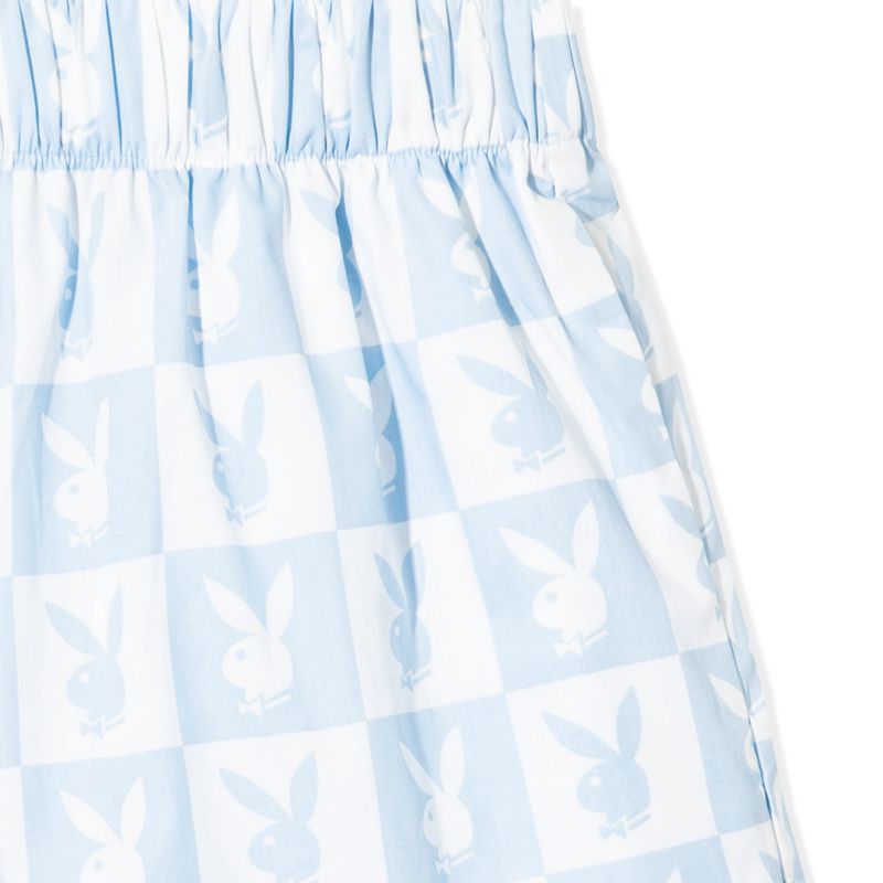 Playboy Checker Rabbit Head Men's Shorts White / Blue | 157632KFW