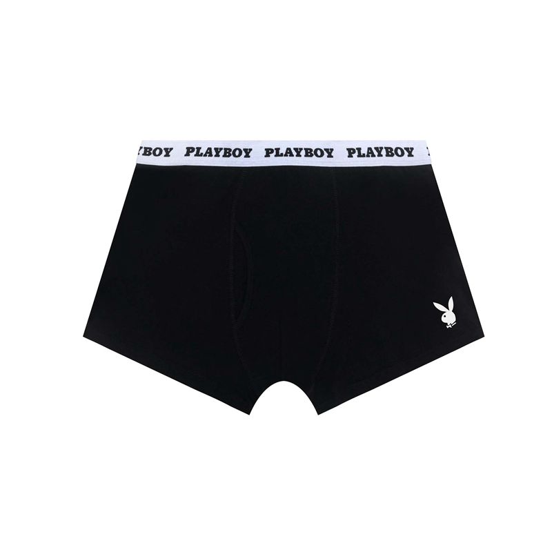 Playboy Classic Boxer Brief Men's Underwear Black / White | 374159EHW