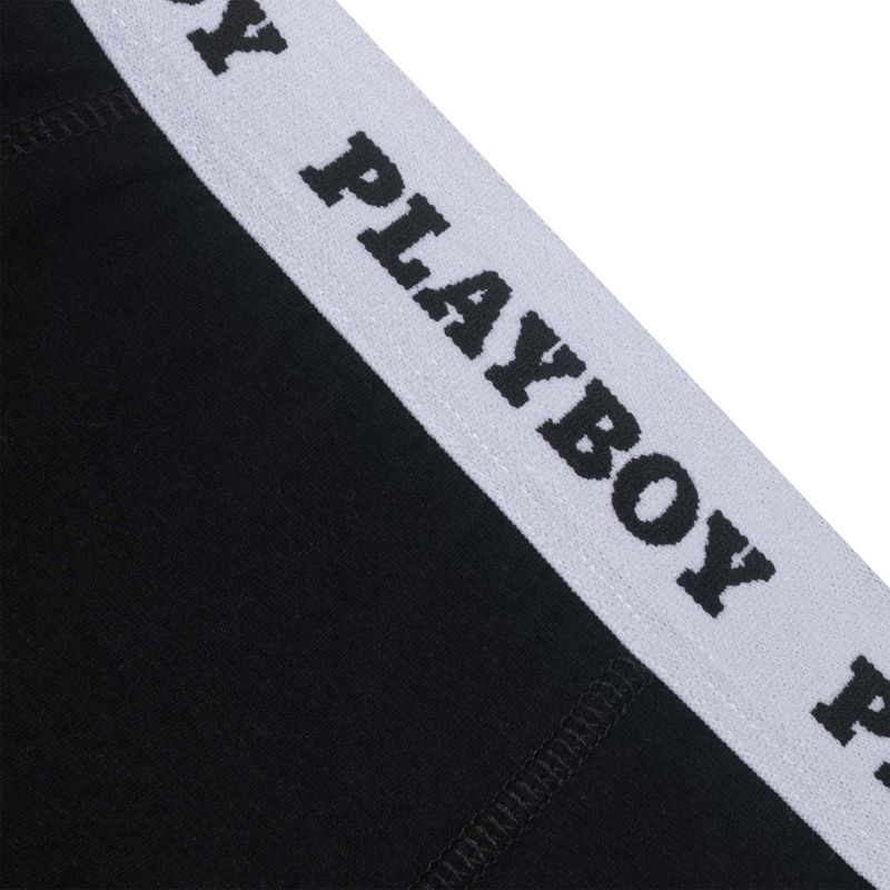 Playboy Classic Boxer Brief Men's Underwear Black / White | 374159EHW