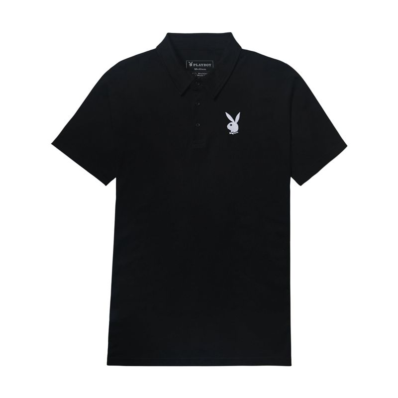 Playboy Classic Rabbit Head Polo Men's Shirts Black | 803742LXE