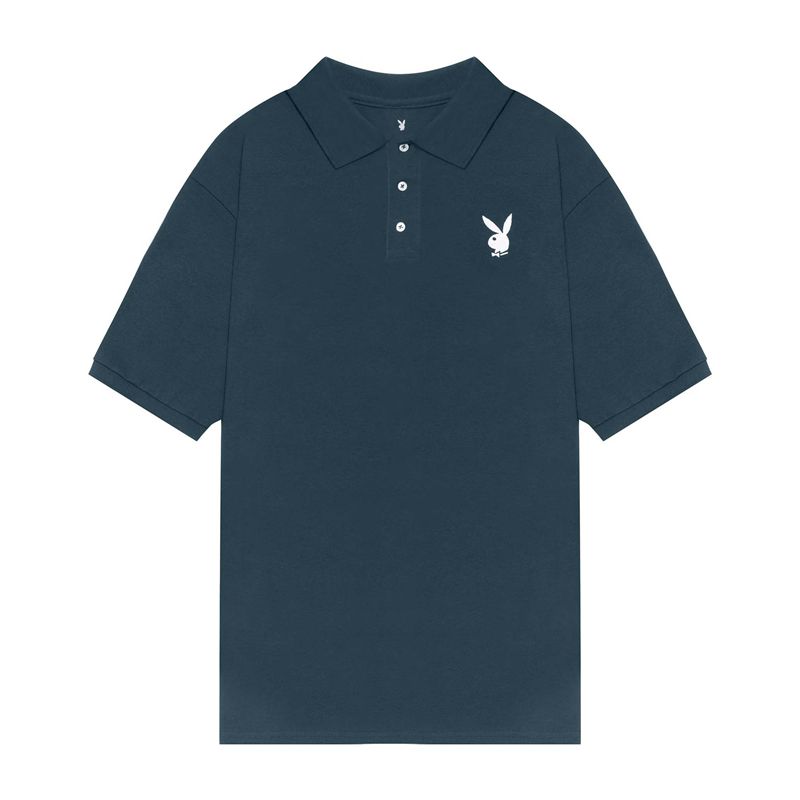 Playboy Classic Rabbit Head Polo Men's Shirts Black | 803742LXE