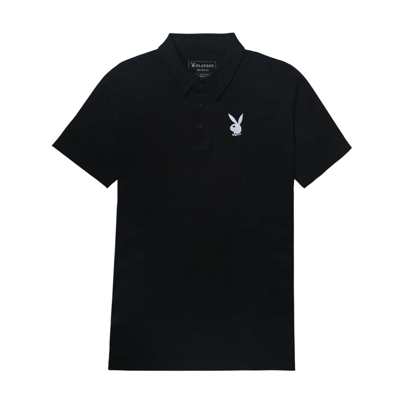 Playboy Classic Rabbit Head Polo Men\'s Shirts Black | 803742LXE